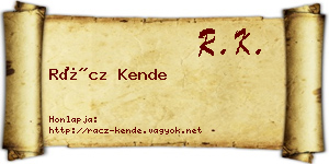 Rácz Kende névjegykártya